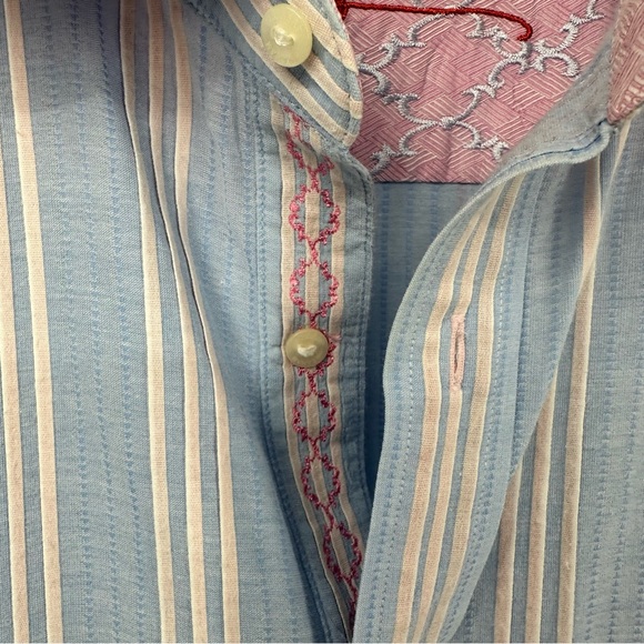 Robert Graham Mens Button Up Long Sleeve Shirt Blue Flip Cuff Stripes XL | Q1946 - Picture 4 of 12